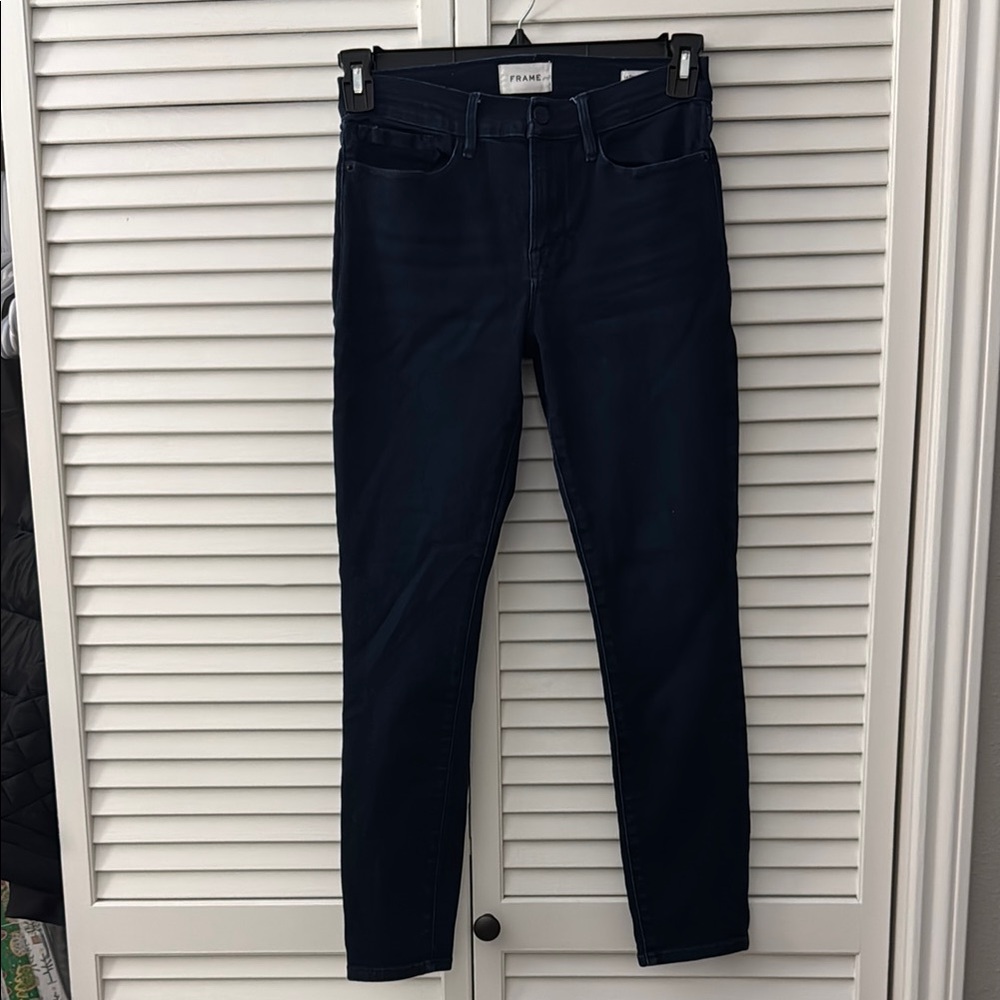 Frame Denim Dark Wash Le Skinny de Jeanne Crop Skinny Jeans Classic Style 28